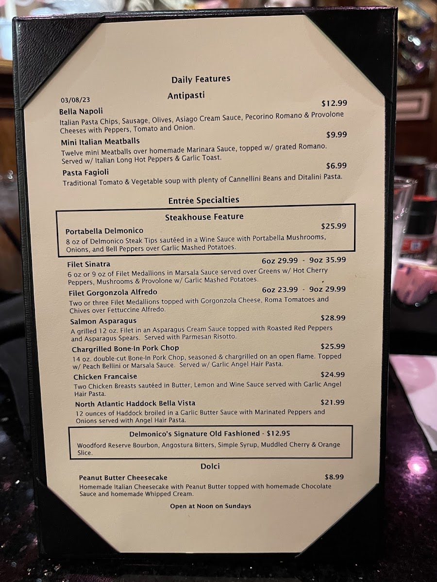 Menu Delmonico's Syracuse-3