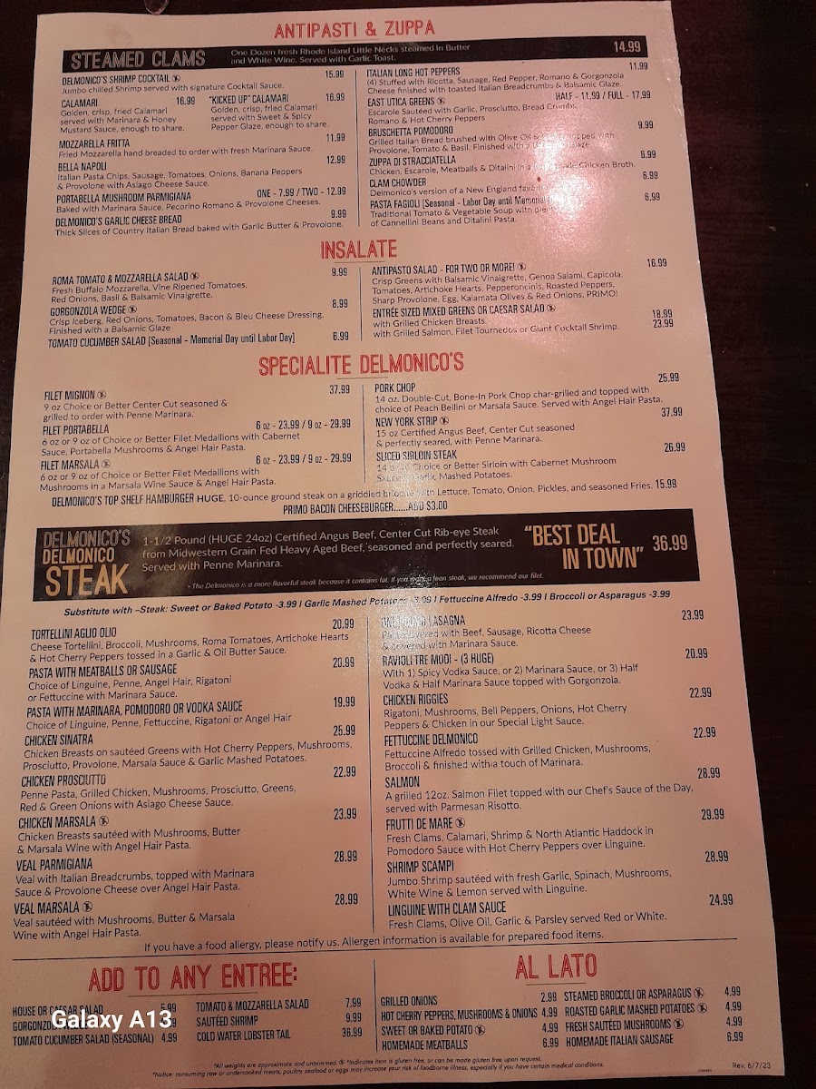 Menu Delmonico's Syracuse-4